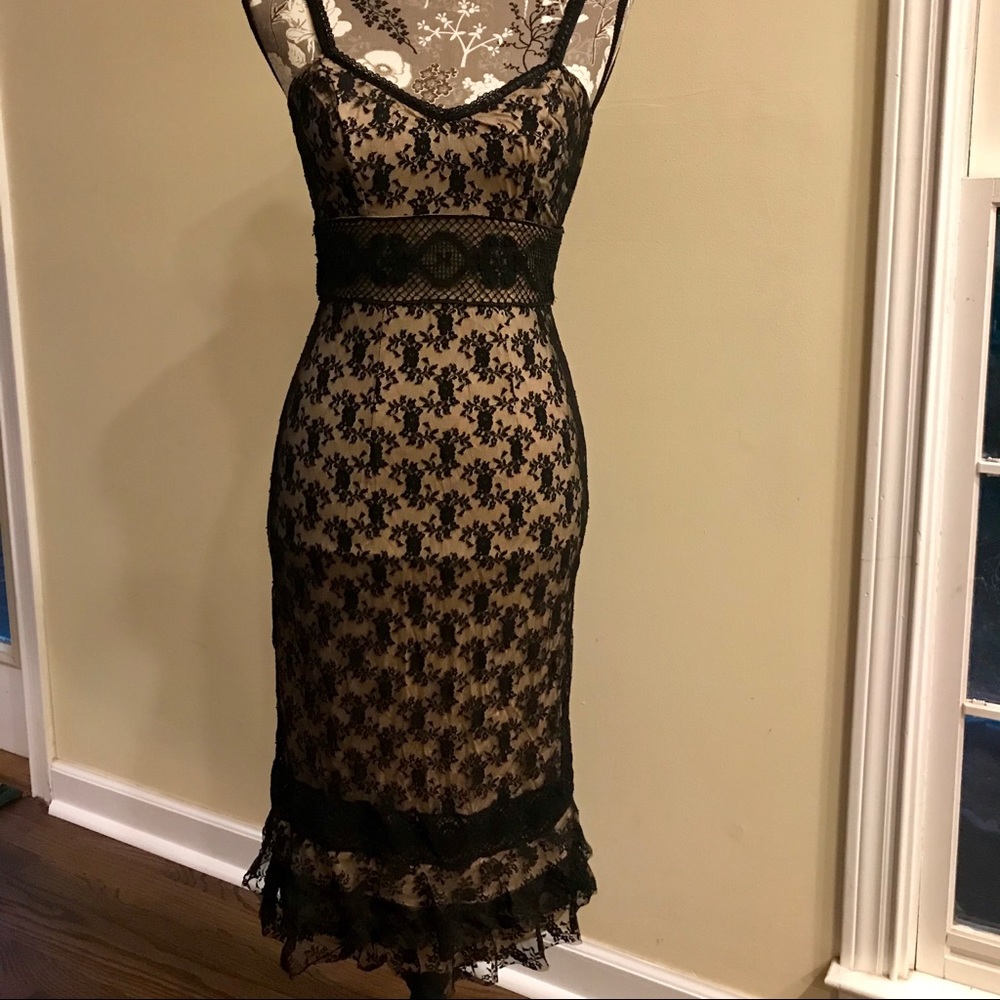 Maria Bianco Nero nude/black lace cocktail dress